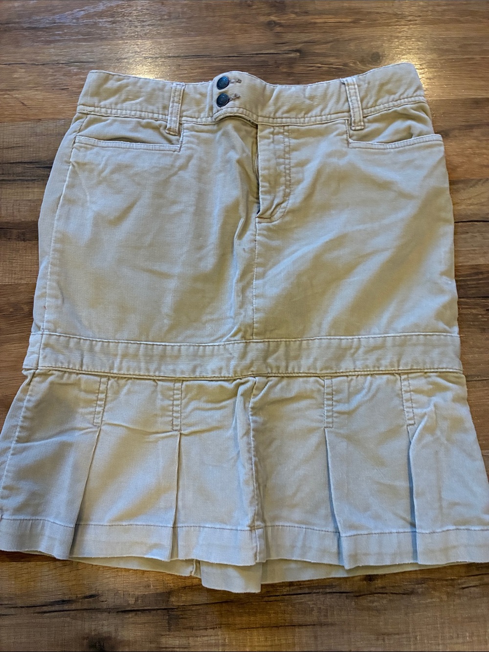 American Eagle Outfitters Beige Pleated Knee Length Skirt
